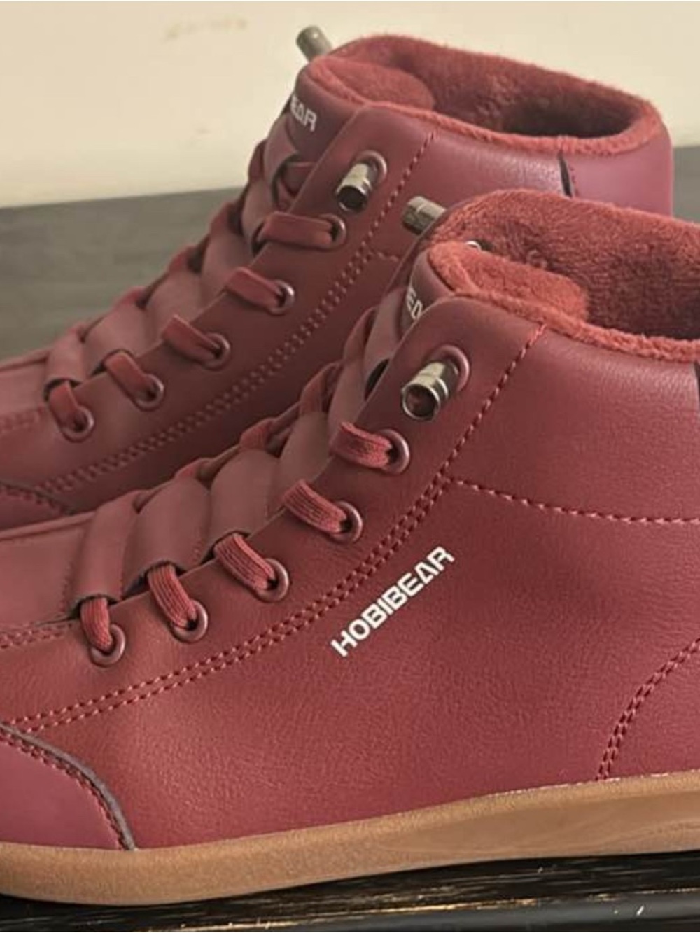 Hobibear Kids' High-Top Sneakers in Burgundy Size 2.5
